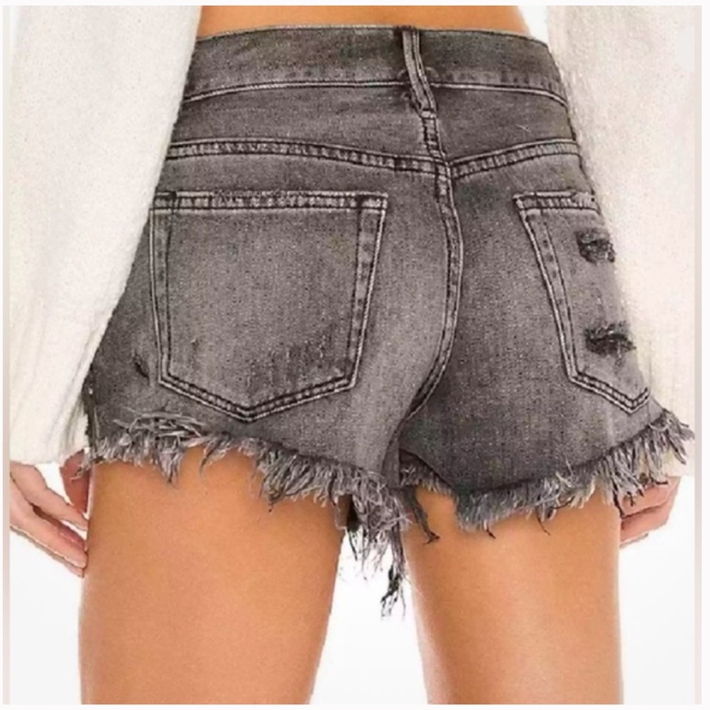 Free People We The Free Good Vibrations Cut-Off Shorts Sul-phur Black Size 25